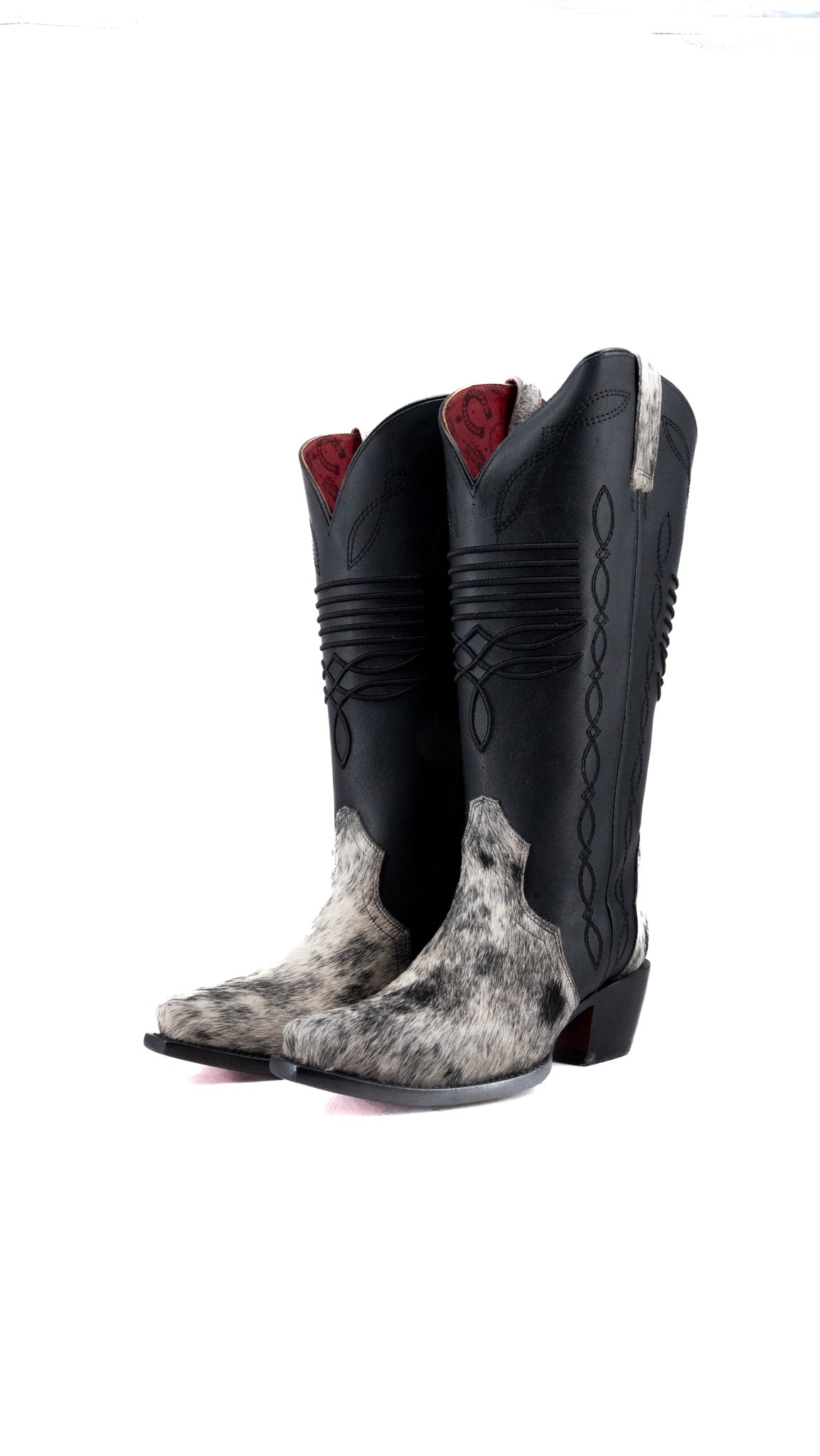 Dalia Midi Cowhide Red Bottom Wide Calf Snip Toe Cowgirl Boot Size 8 Box CW55