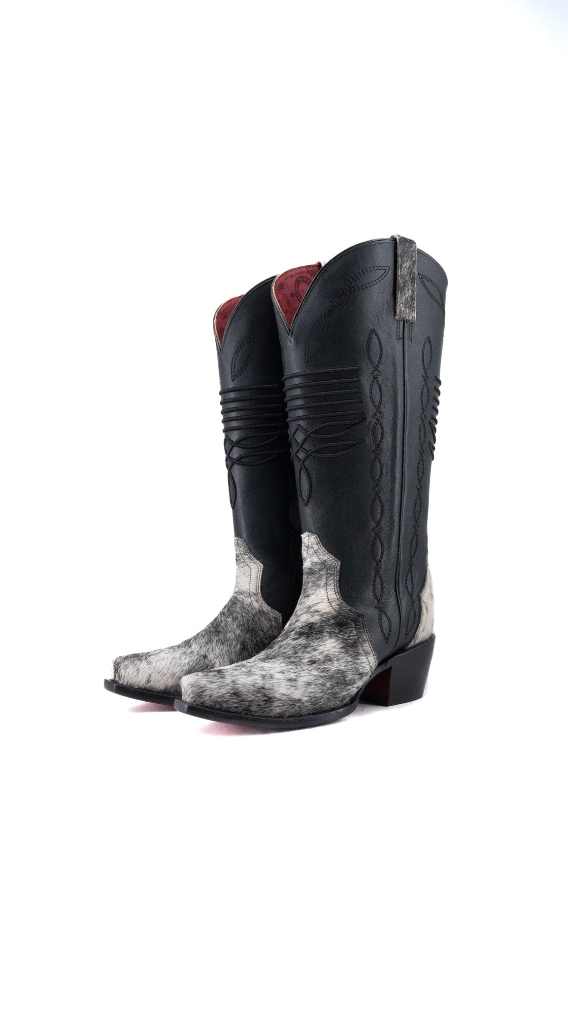 Dalia Midi Cowhide Red Bottom Wide Calf Snip Toe Cowgirl Boot Size 8 Box CW56
