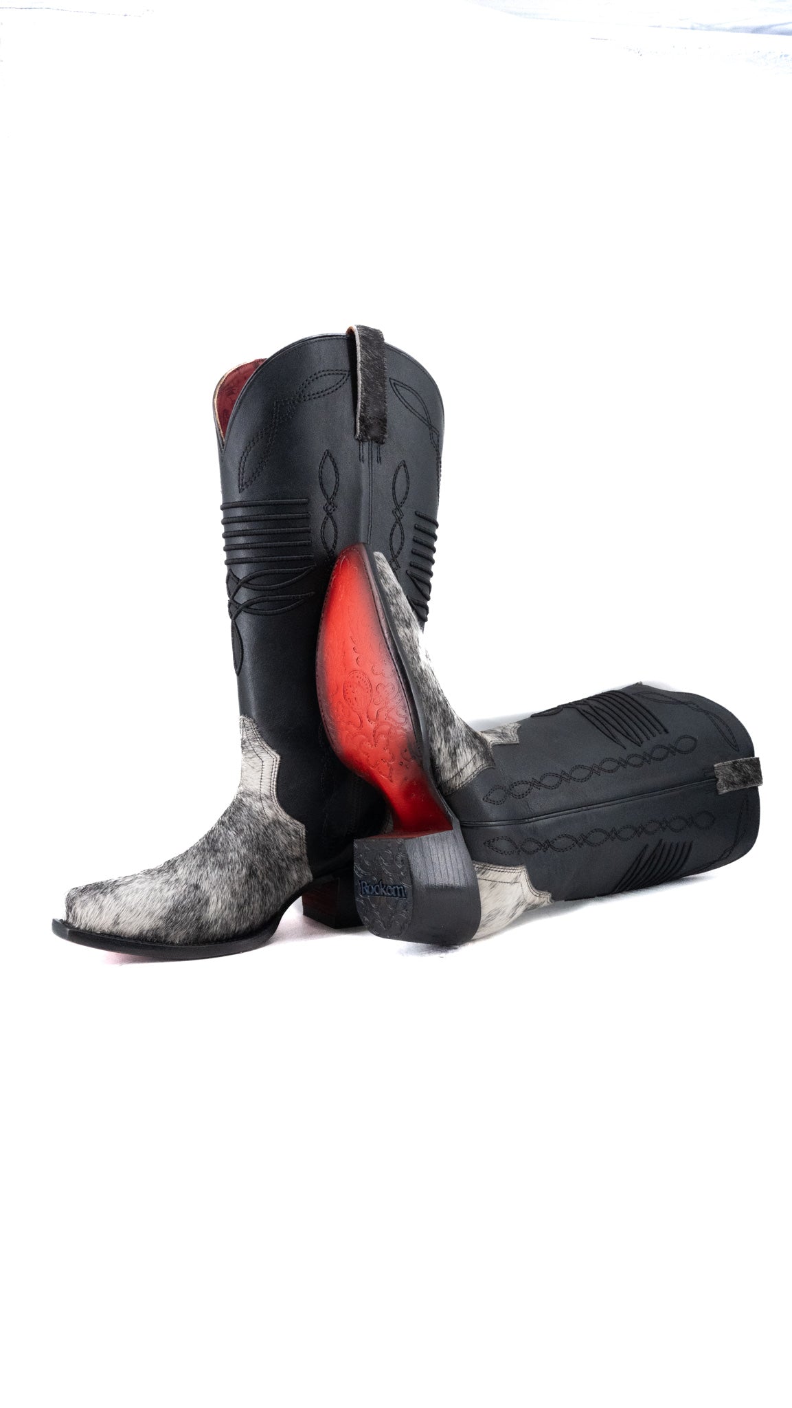 Dalia Midi Cowhide Red Bottom Wide Calf Snip Toe Cowgirl Boot Size 8 Box CW56