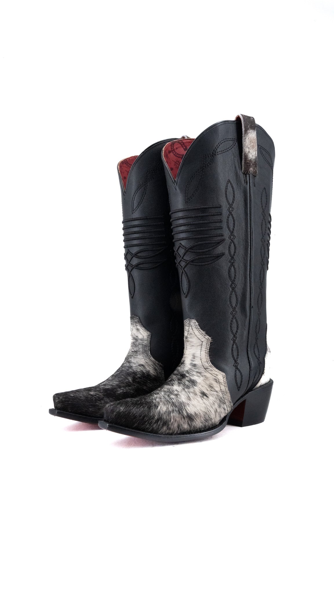 Dalia Midi Cowhide Red Bottom Wide Calf Snip Toe Cowgirl Boot Size 8.5 Box CW57