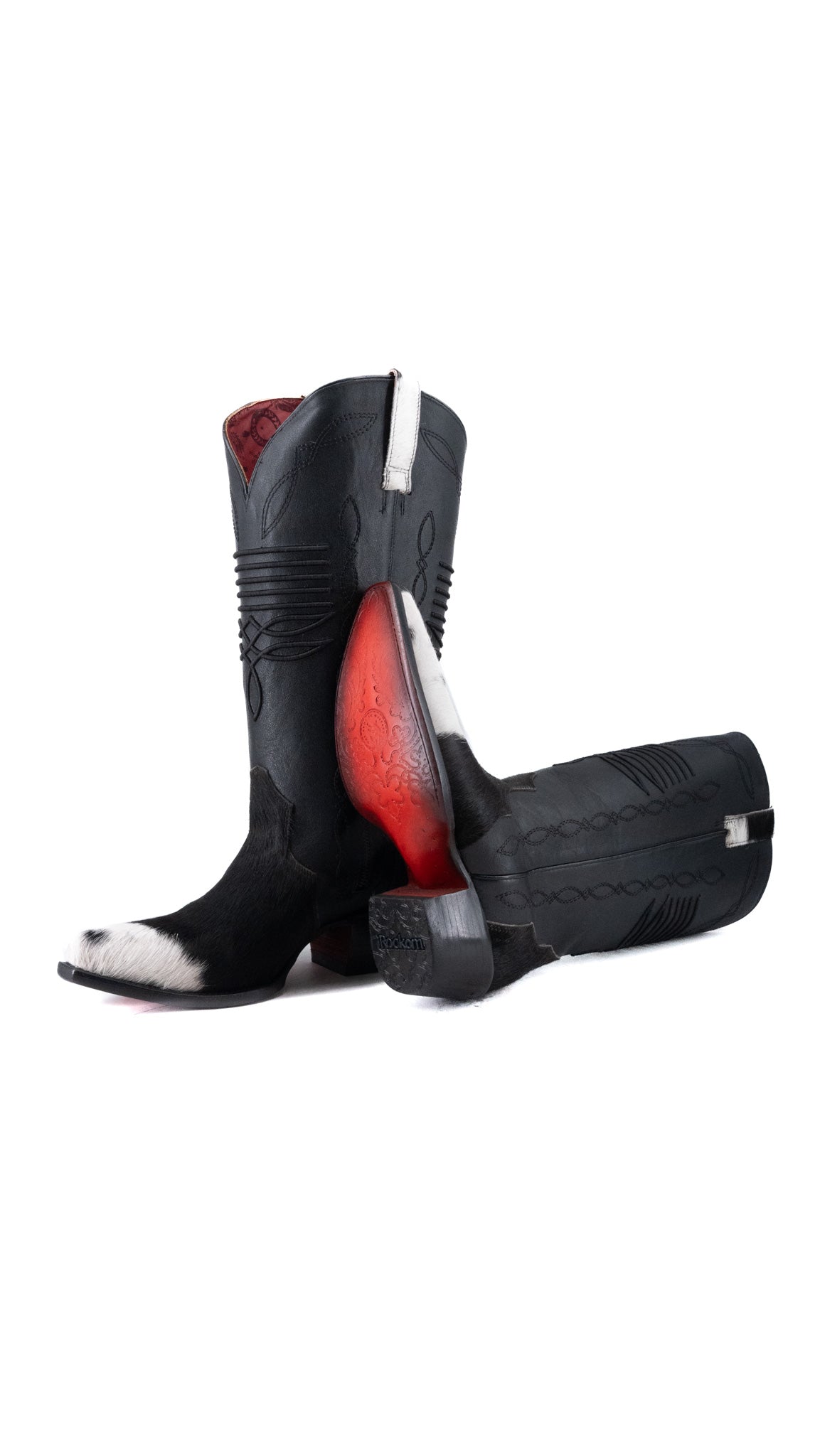Dalia Midi Cowhide Red Bottom Wide Calf Snip Toe Cowgirl Boot Size 9.5 Box CW61