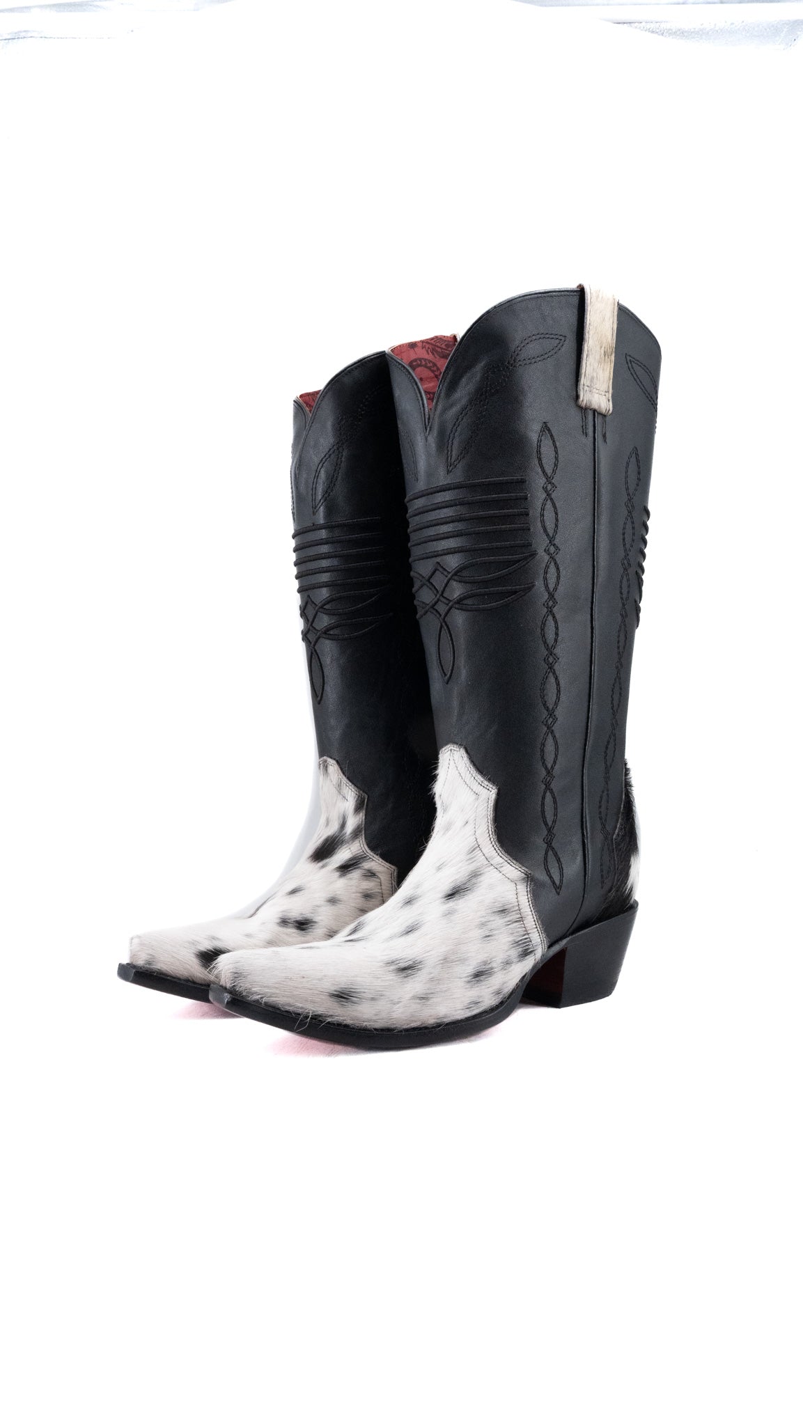 Dalia Midi Cowhide Red Bottom Wide Calf Snip Toe Cowgirl Boot Size 10 Box CW63