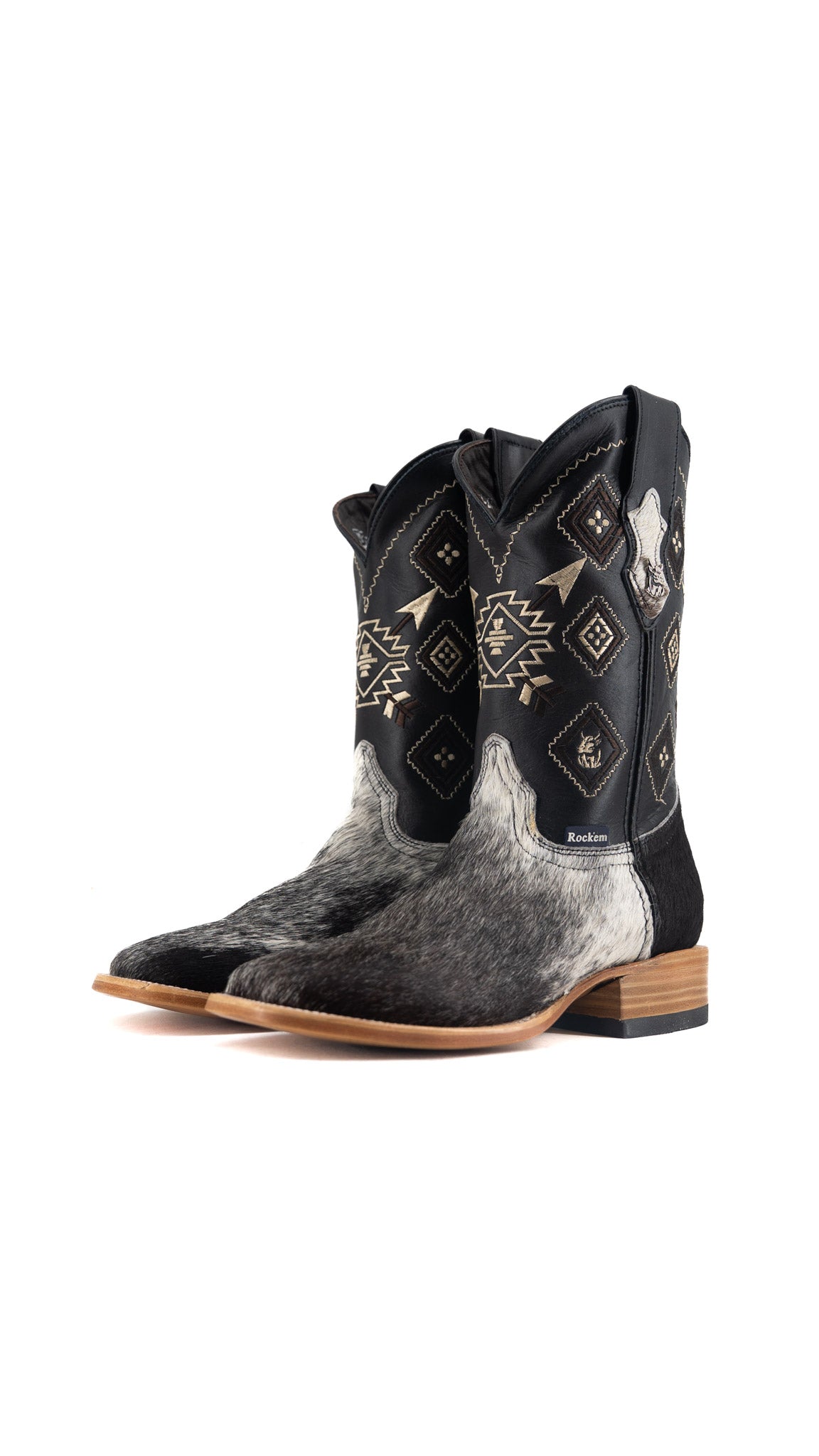 Men's Cowhide Square Toe Cowboy Boot Size 7.5 Box QM101 FINAL SALE