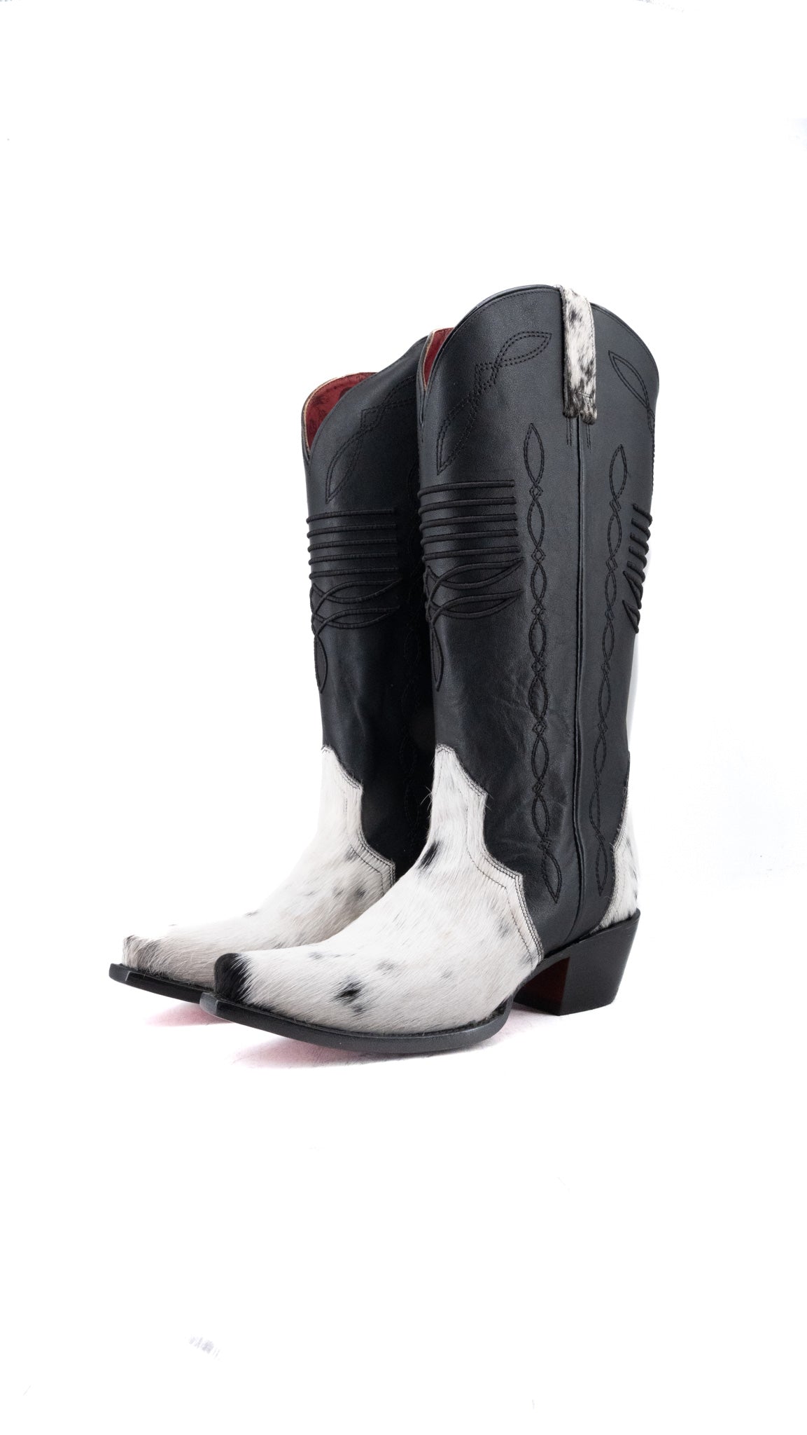 Dalia Midi Cowhide Red Bottom Wide Calf Snip Toe Cowgirl Boot Size 10 Box CW64