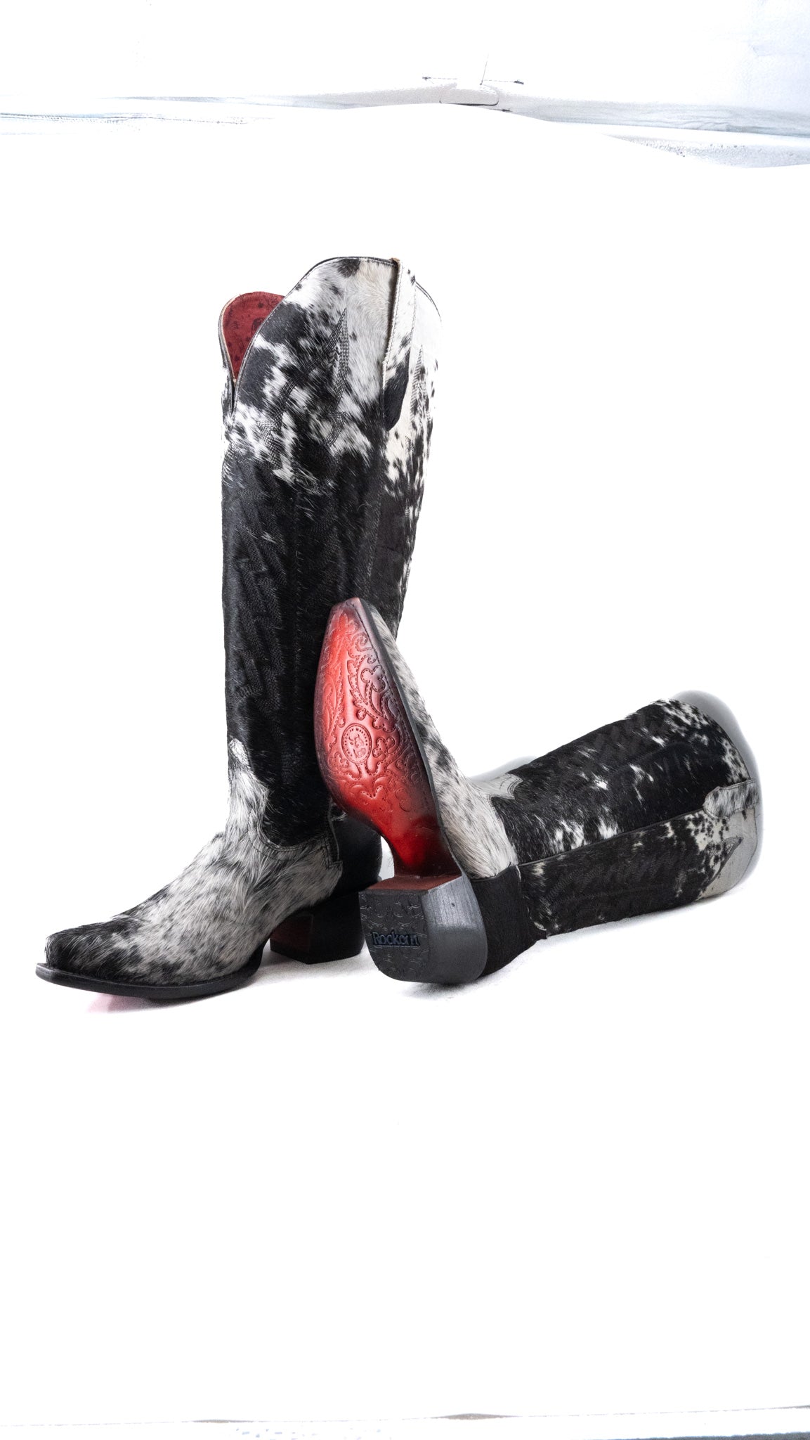 Charlotte Red Bottom Wide Calf Tall Cowgirl Boot Size 9.5 Box CW75