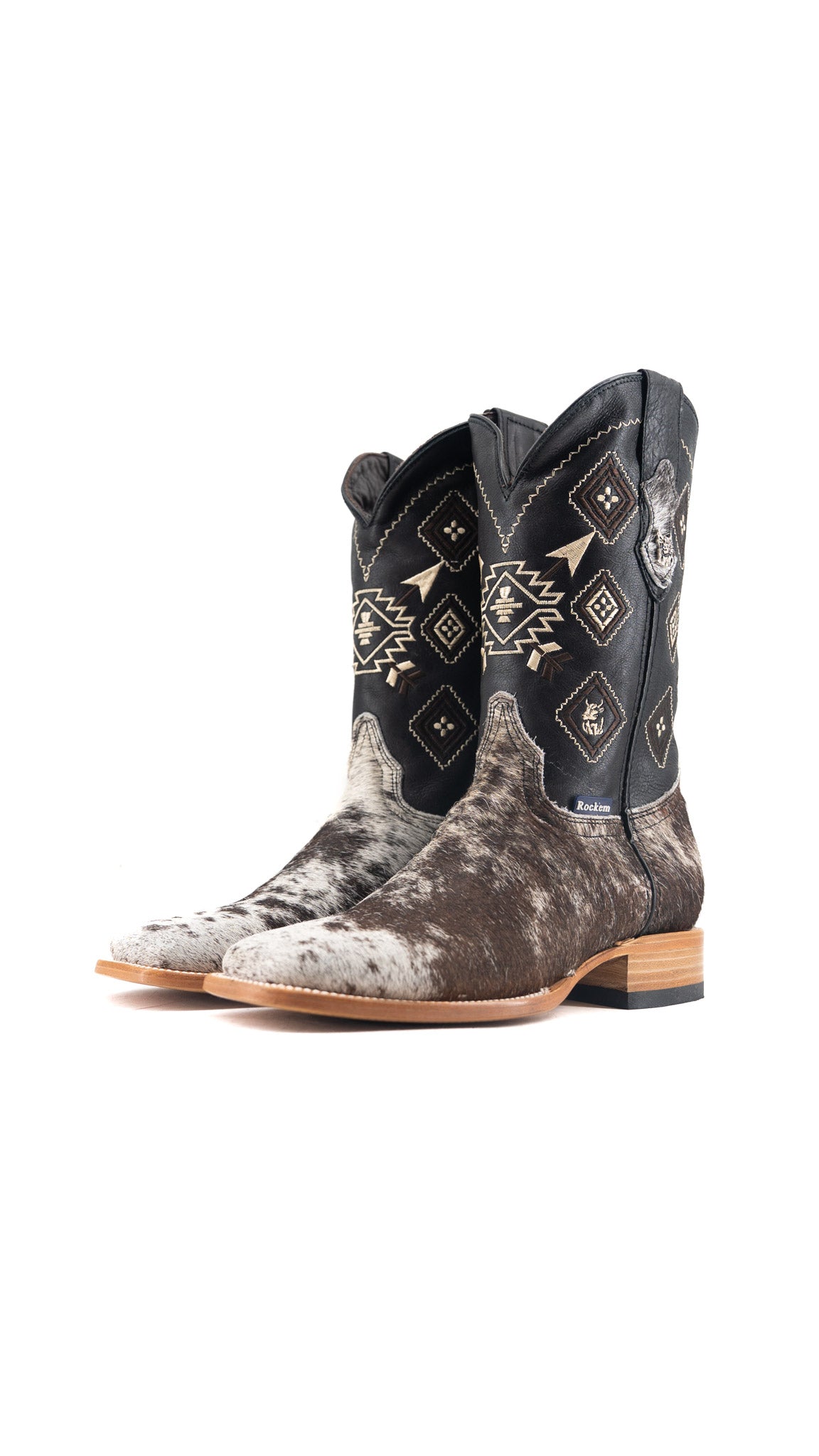 Men's Cowhide Square Toe Cowboy Boot Size 9.5 Box QM122 FINAL SALE