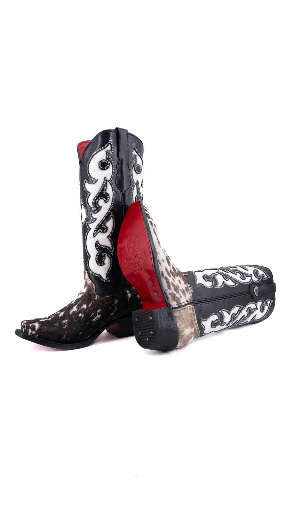 Emely Midi Cowhide Red Bottom Snip Toe Cowgirl Boot  Size 7.5 Box CW103