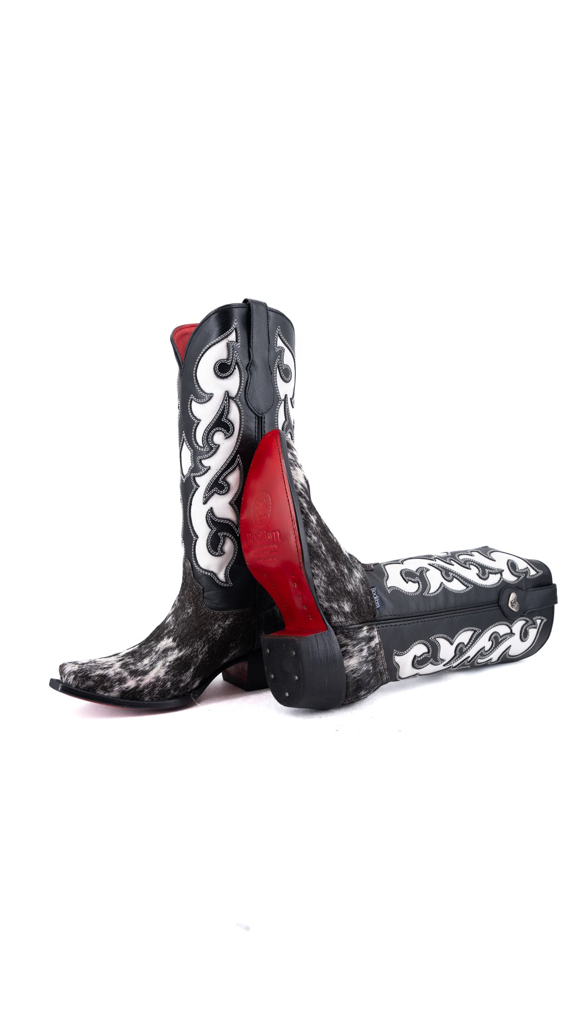 Emely Midi Cowhide Red Bottom Snip Toe Cowgirl Boot  Size 7.5 Box CW104