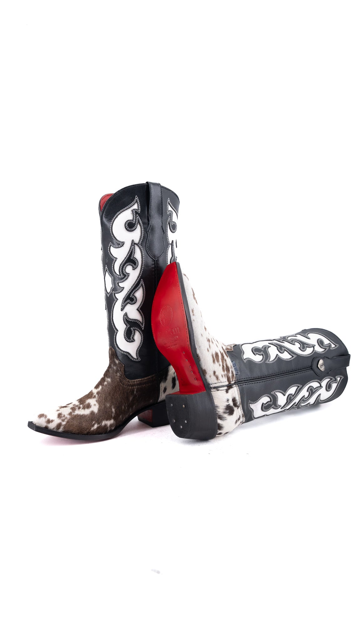 Emely Midi Cowhide Red Bottom Snip Toe Cowgirl Boot  Size 8.5 Box CW105