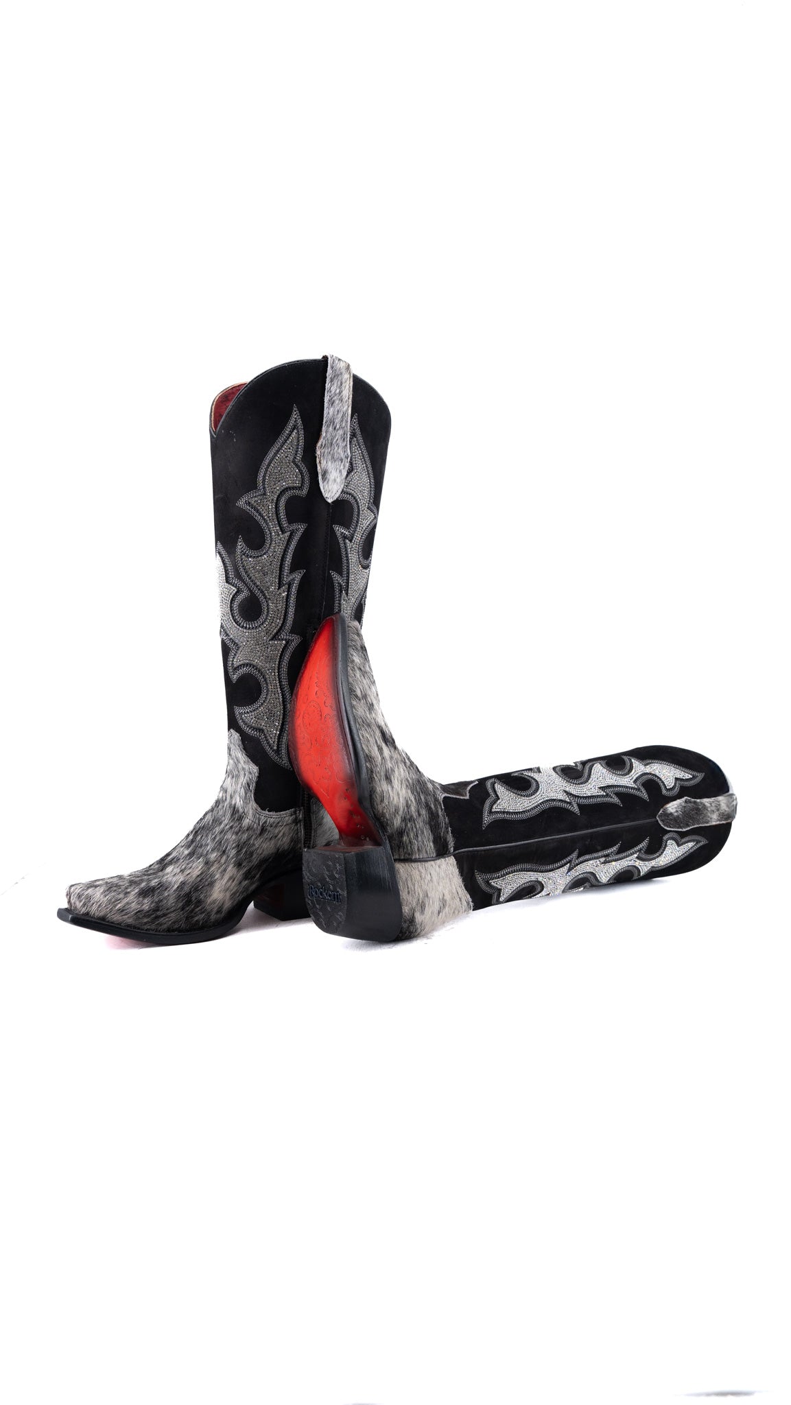 Marisol Tall Cowhide Red Bottom Snip Toe Cowgirl Boot Size 7 Box CW108