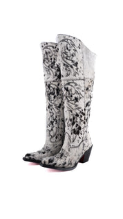 Blanca J Cowhide Knee High Snip Toe Cowgirl Boot Size 7 Box CW109