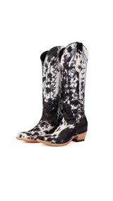 Carmina Tall Cowhide Snip Toe Cowgirl Boot Size 6 Box EU3