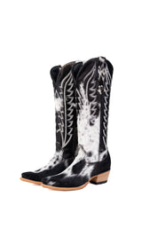 Carmina Tall Cowhide Snip Toe Cowgirl Boot Size 7 Box EU8