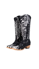 Carmina Tall Cowhide Snip Toe Cowgirl Boot Size 7 Box EU9