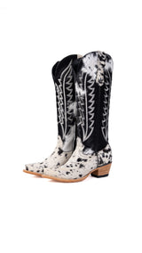 Carmina Tall Cowhide Snip Toe Cowgirl Boot Size 8 Box EU12