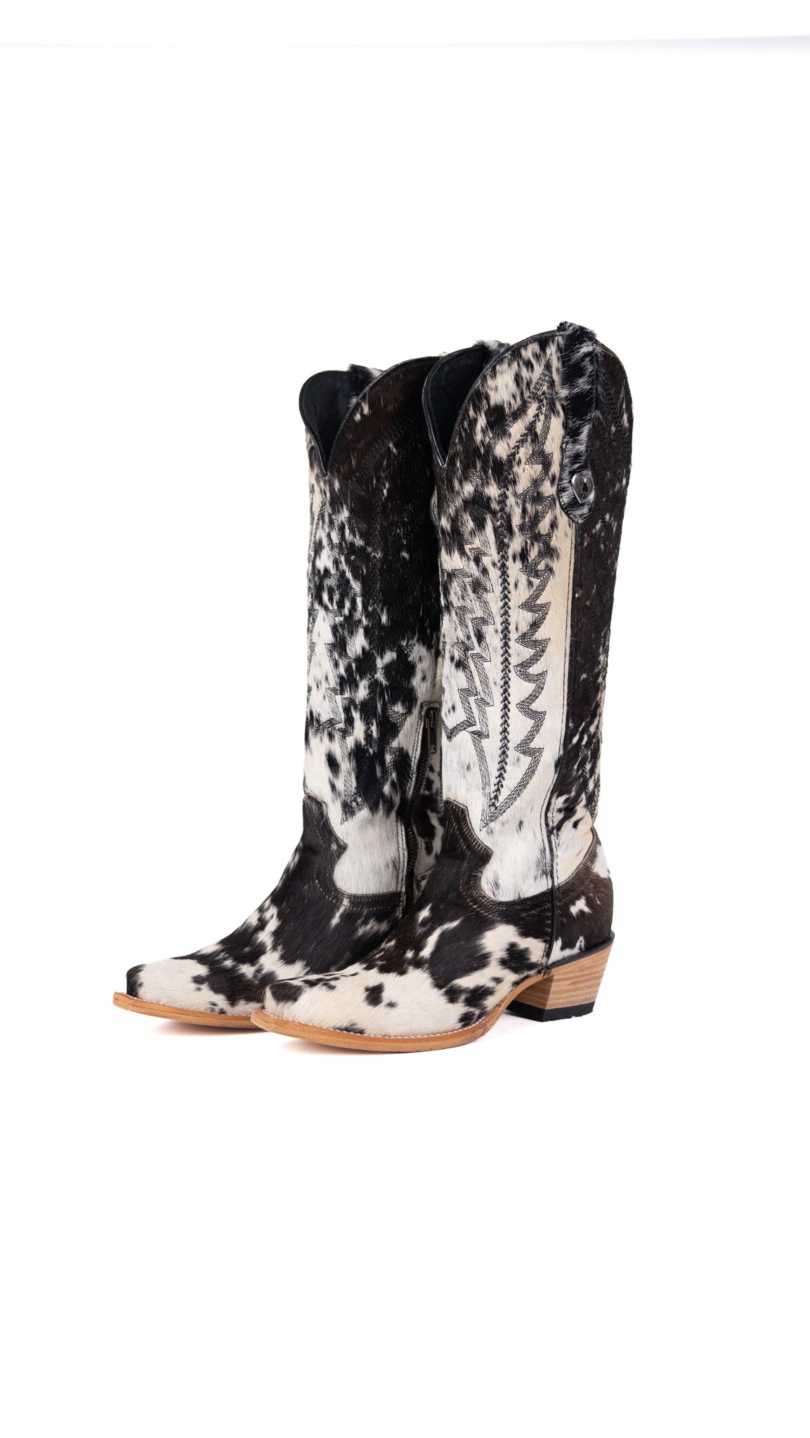 Carmina Tall Cowhide Snip Toe Cowgirl Boot Size 8 Box EU13