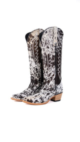 Carmina Tall Cowhide Snip Toe Cowgirl Boot Size 8 Box EU14