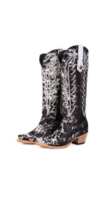 Carmina Tall Cowhide Snip Toe Cowgirl Boot Size 8 Box EU15