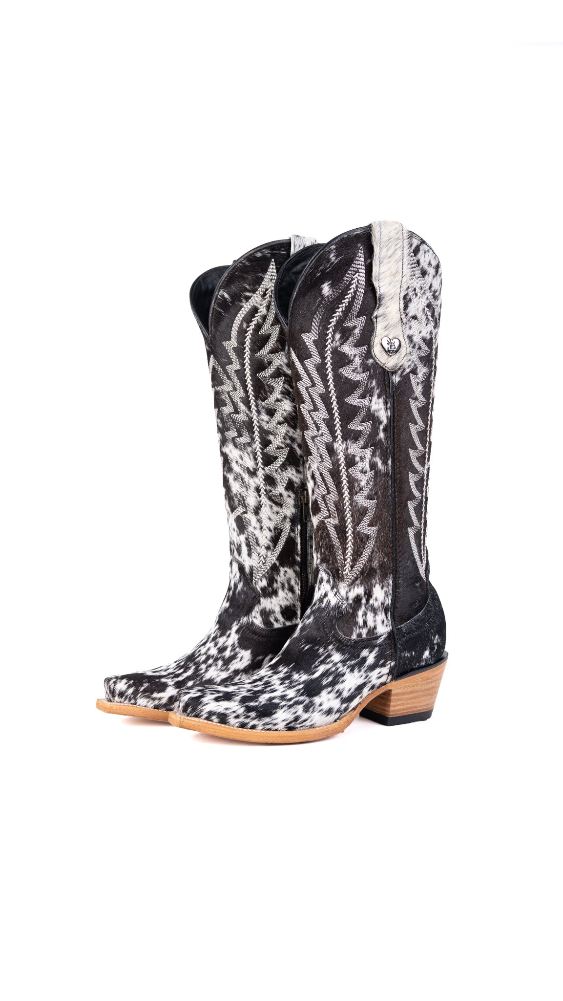 Carmina Tall Cowhide Snip Toe Cowgirl Boot Size 8 Box EU18