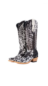 Carmina Tall Cowhide Snip Toe Cowgirl Boot Size 8 Box EU18