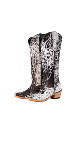 Carmina Tall Cowhide Snip Toe Cowgirl Boot Size 8 Box EU19