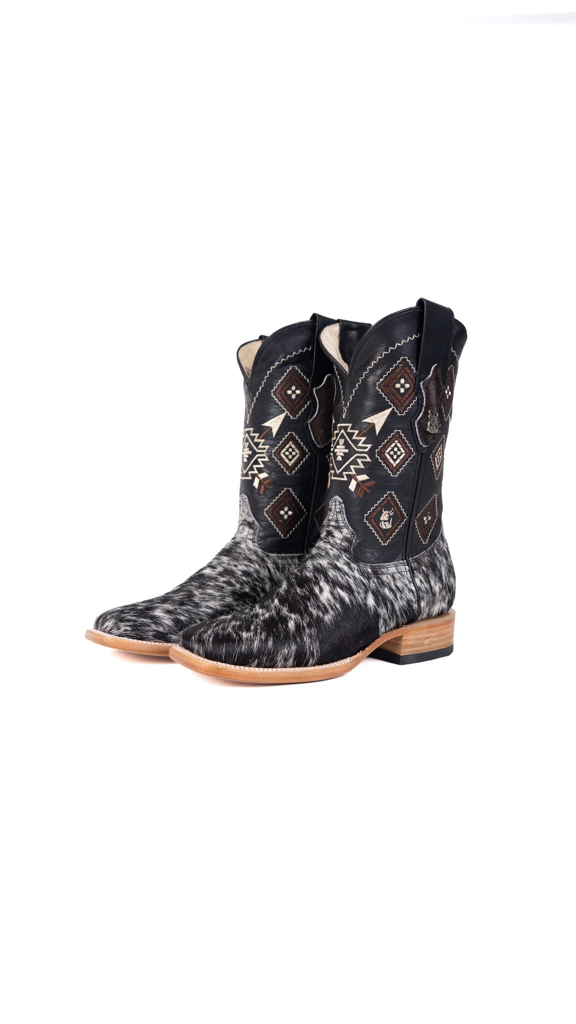 Aztec Cowhide Square Toe Cowboy Boot Size 6 Box EU62