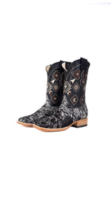 Aztec Cowhide Square Toe Cowboy Boot Size 6 Box EU62