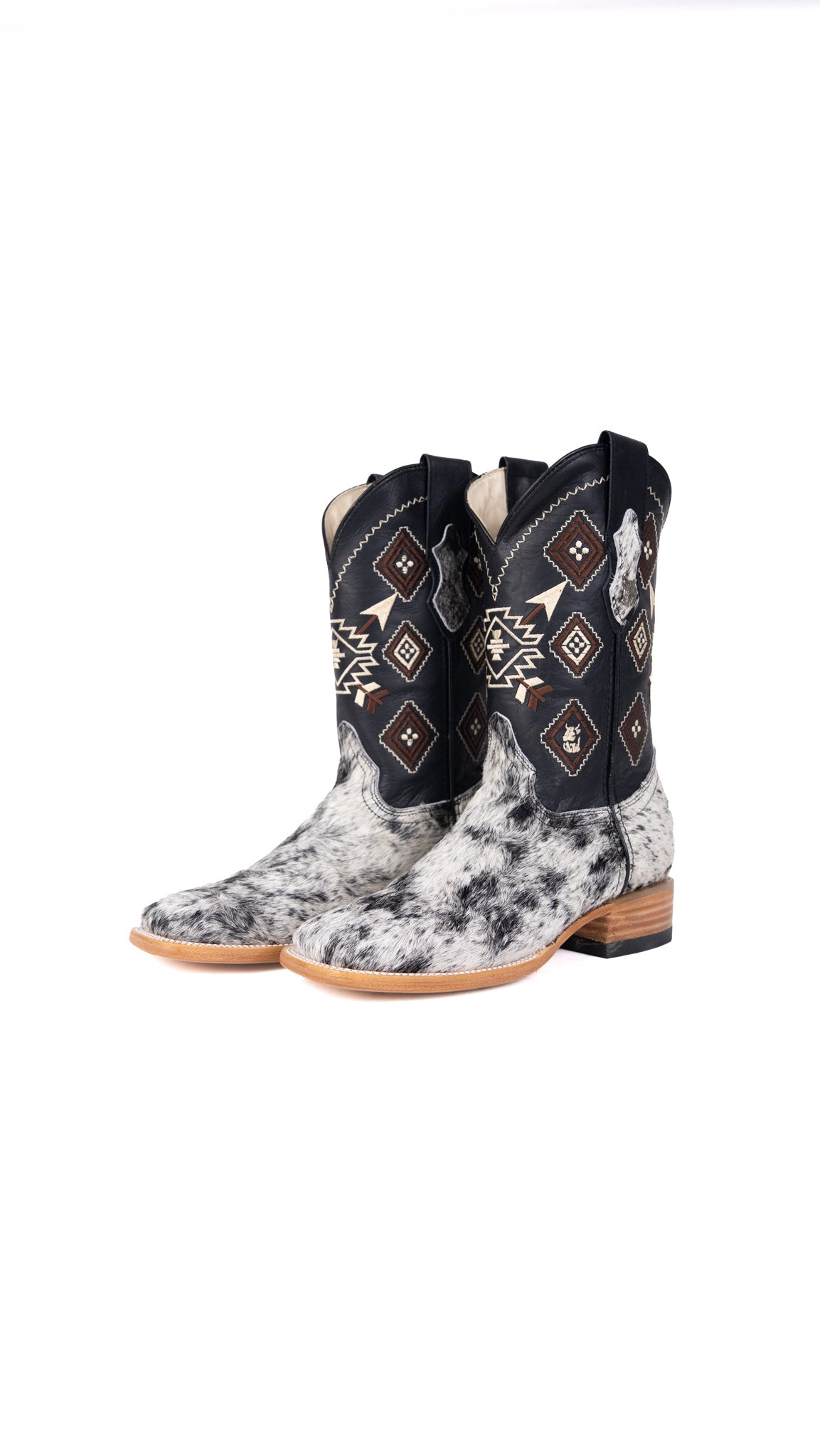 Aztec Cowhide Square Toe Cowboy Boot Size 7.5 Box EU63