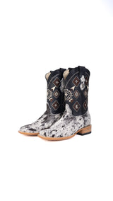 Aztec Cowhide Square Toe Cowboy Boot Size 7.5 Box EU64