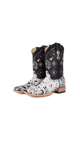 Aztec Cowhide Square Toe Cowboy Boot Size 8.5 Box EU65