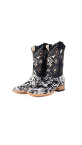 Aztec Cowhide Square Toe Cowboy Boot Size 9 Box EU67