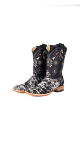 Aztec Cowhide Square Toe Cowboy Boot Size 9 Box EU68