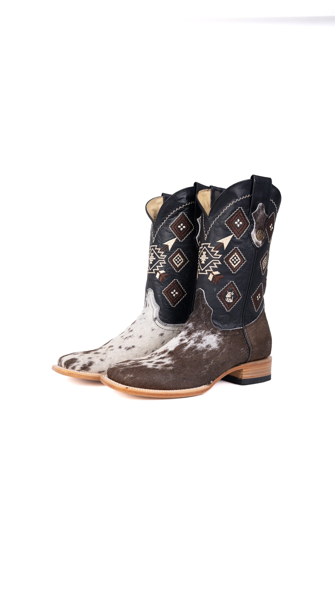 Aztec Cowhide Square Toe Cowboy Boot Size 9.5 Box EU70