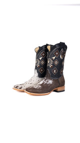 Aztec Cowhide Square Toe Cowboy Boot Size 9.5 Box EU70