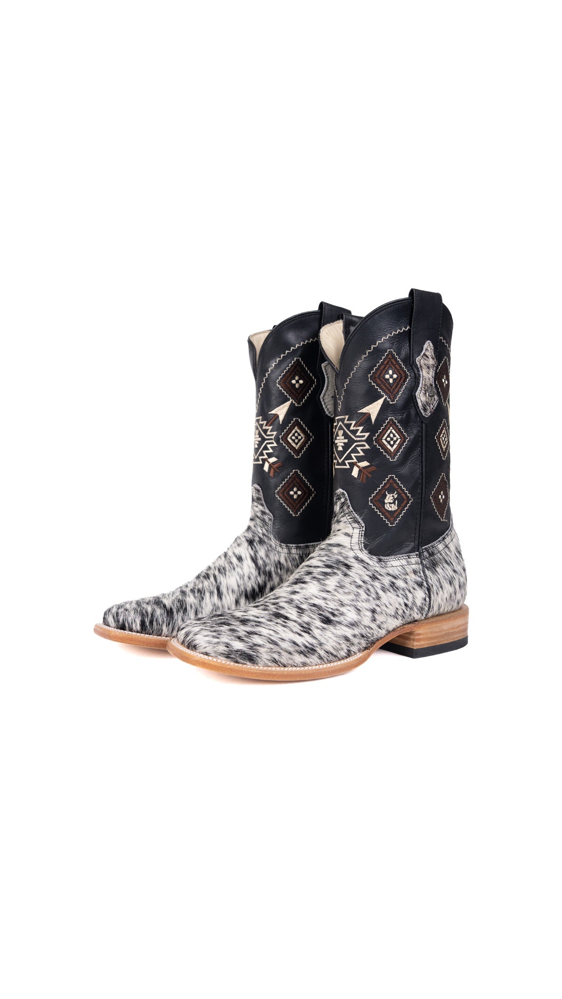Aztec Cowhide Square Toe Cowboy Boot Size 10 Box EU71