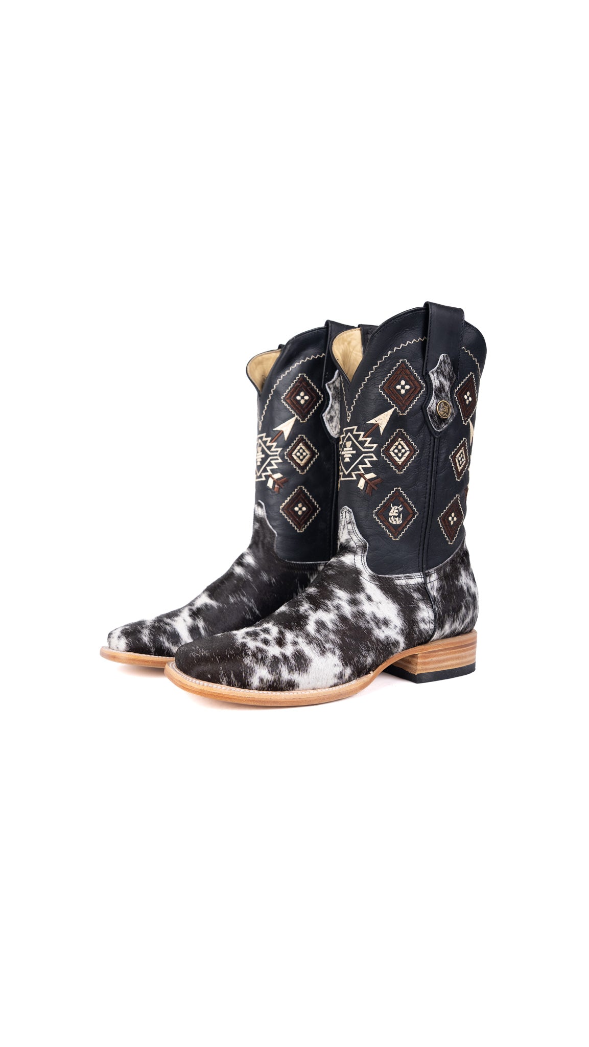 Aztec Cowhide Square Toe Cowboy Boot Size 10.5 Box EU72