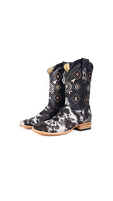 Aztec Cowhide Square Toe Cowboy Boot Size 10.5 Box EU72