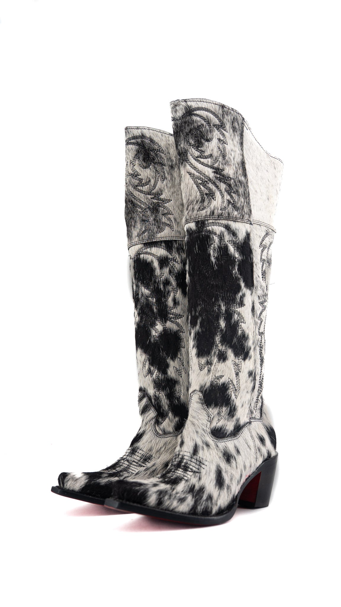 Blanca J Cowhide Knee High Red Bottom Snip Toe Cowgirl Boot Size 6.5 Box TW115