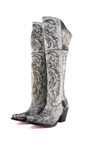 Blanca J Cowhide Knee High Red Bottom Snip Toe Cowgirl Boot Size 7 Box TW117