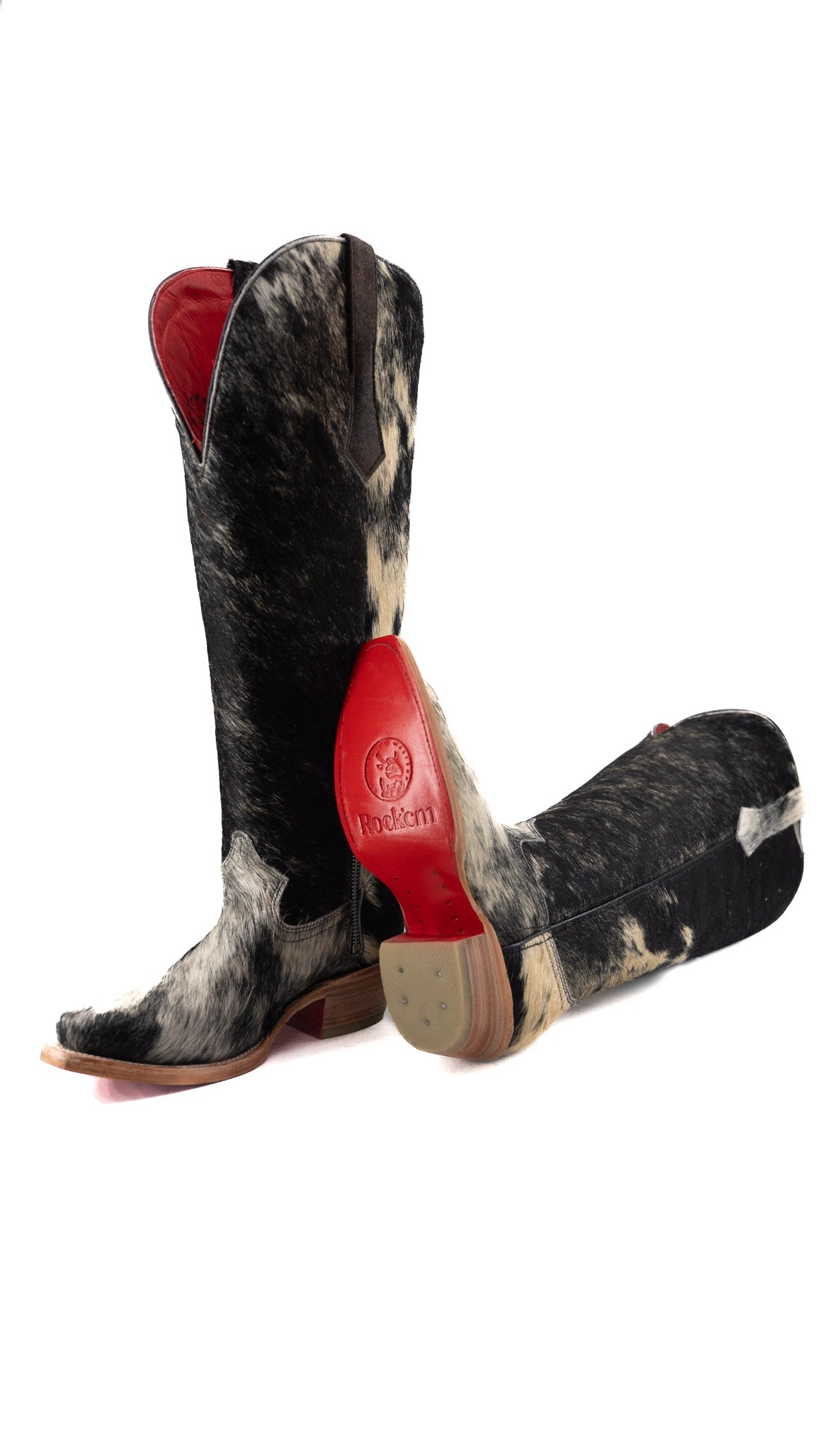 Gia Tall Cowhide Red Bottom Snip Toe Cowgirl Boot Size 6 Box TW123