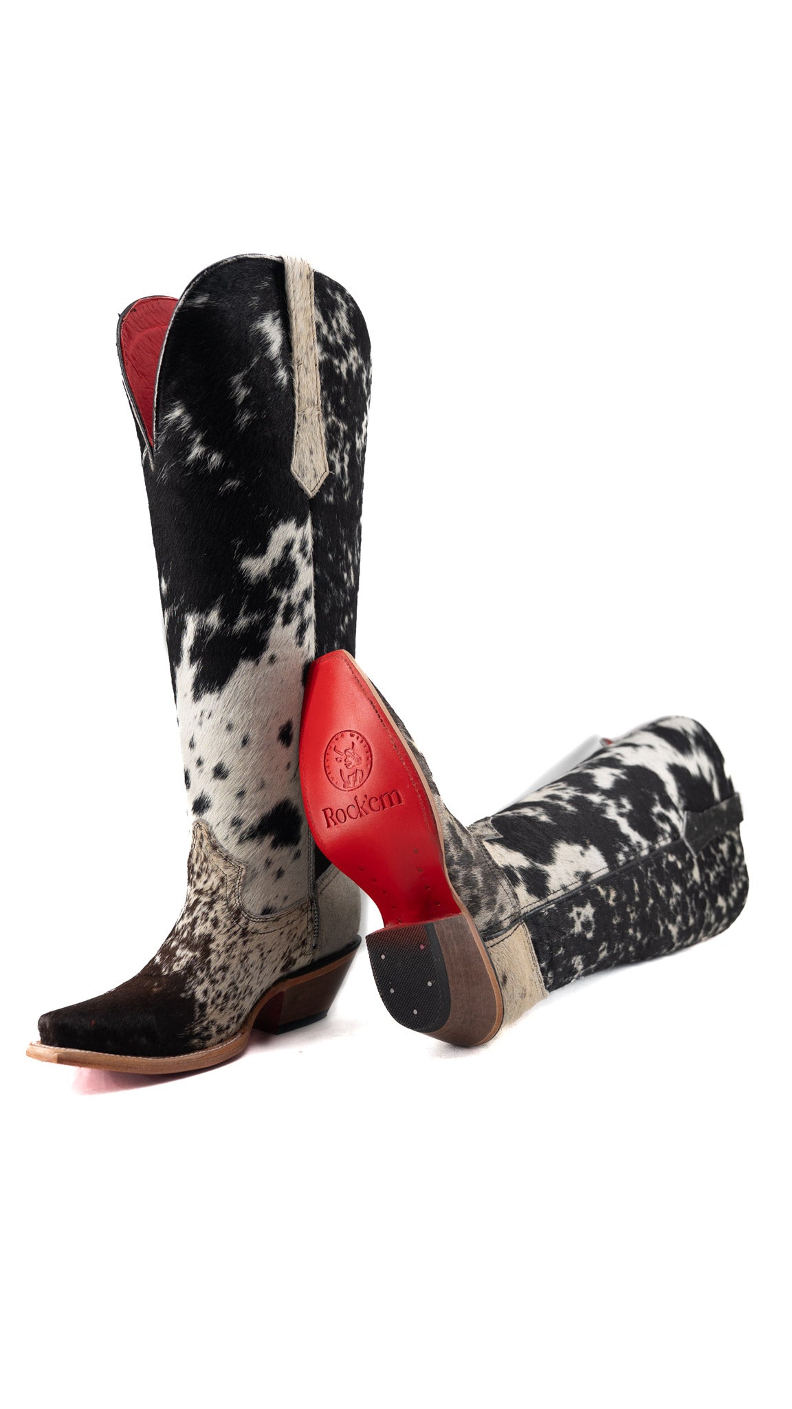 Gia Tall Cowhide Red Bottom Snip Toe Cowgirl Boot Size 6.5 Box TW124