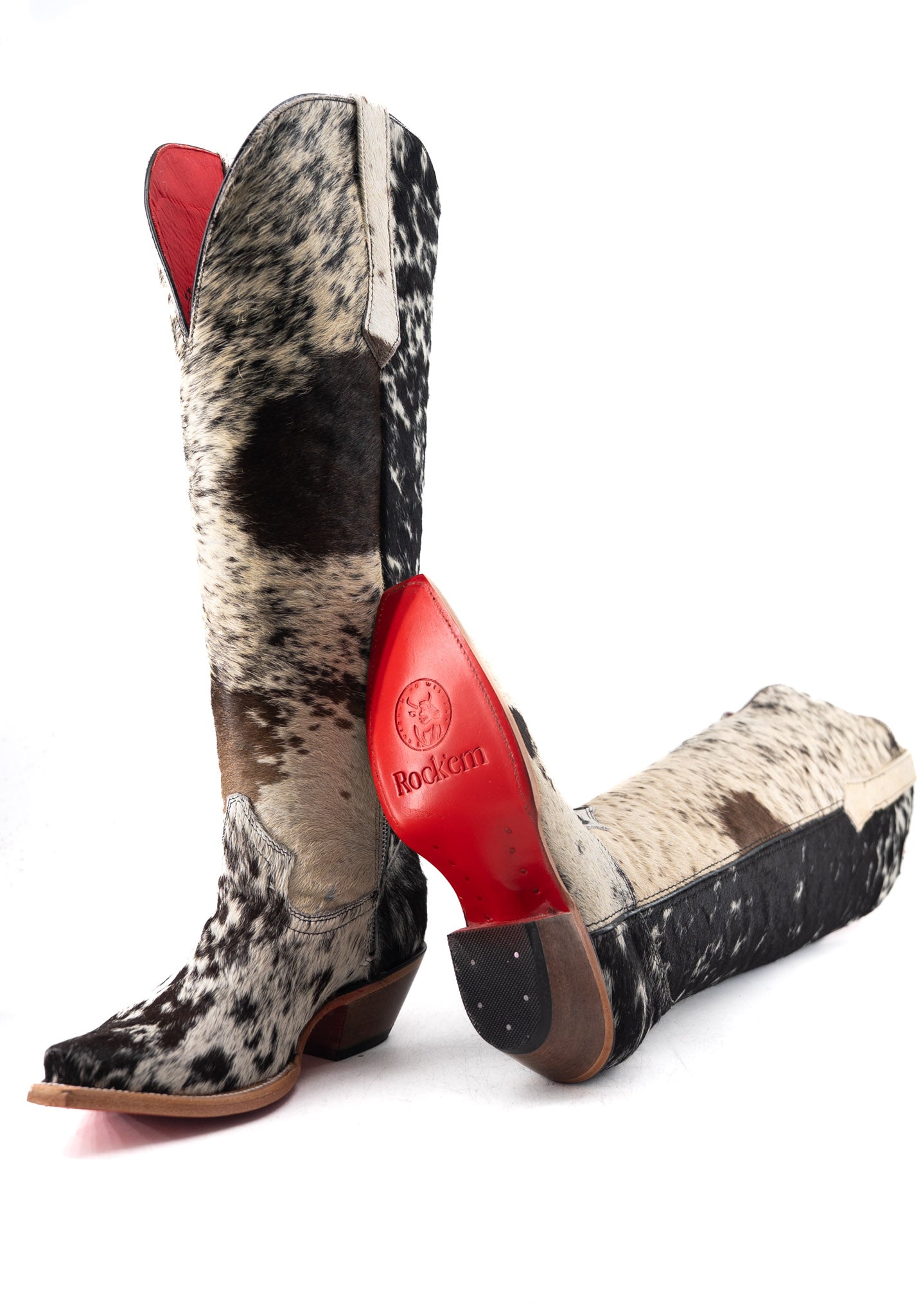 Gia Tall Cowhide Red Bottom Snip Toe Cowgirl Boot Size 8 Box TW125