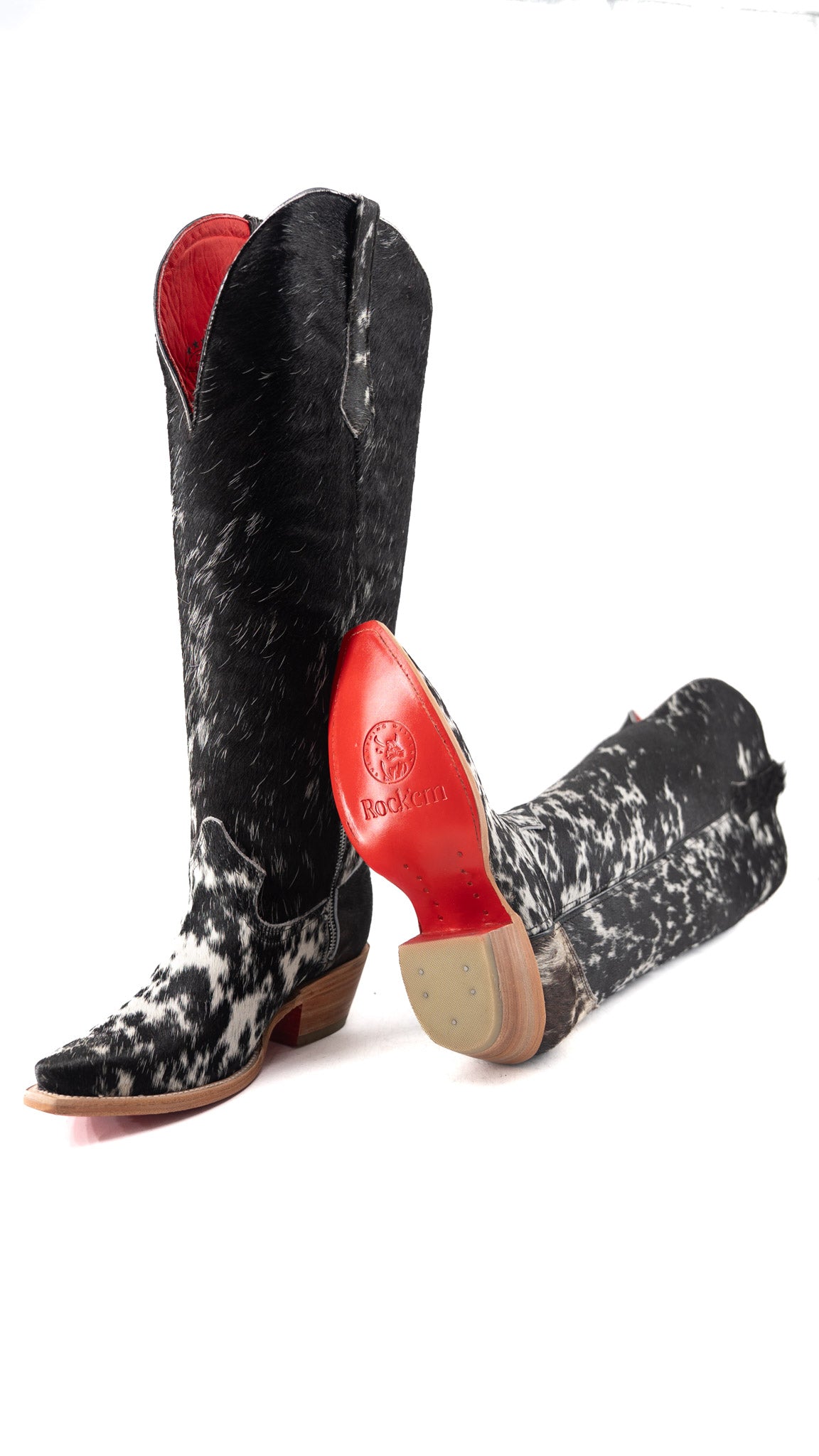 Gia Tall Cowhide Red Bottom Snip Toe Cowgirl Boot Size 9 Box TW128