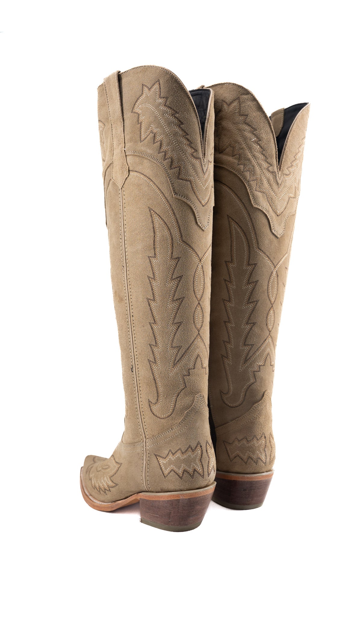Maggie Suede Knee High Wide Calf Snip Toe Cowgirl Boot