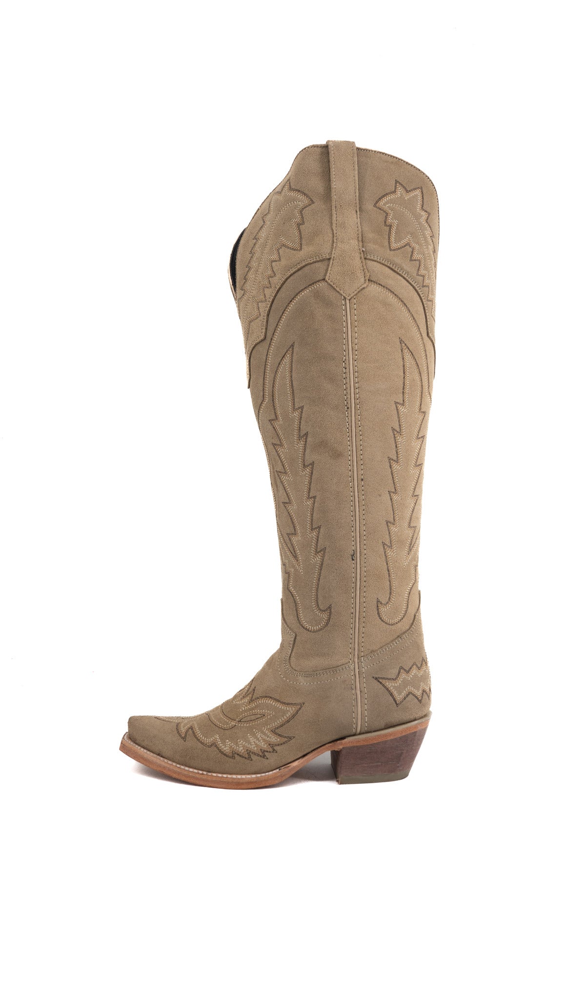 Maggie Suede Knee High Wide Calf Snip Toe Cowgirl Boot