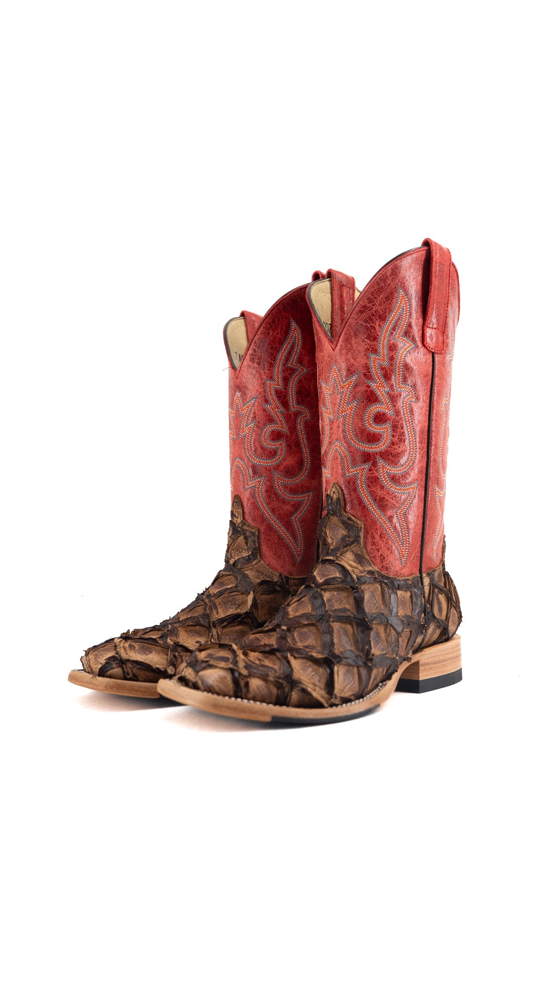 Macie Bean Big Bass Pirarucu Cigar Matte Square Toe Cowgirl Boot