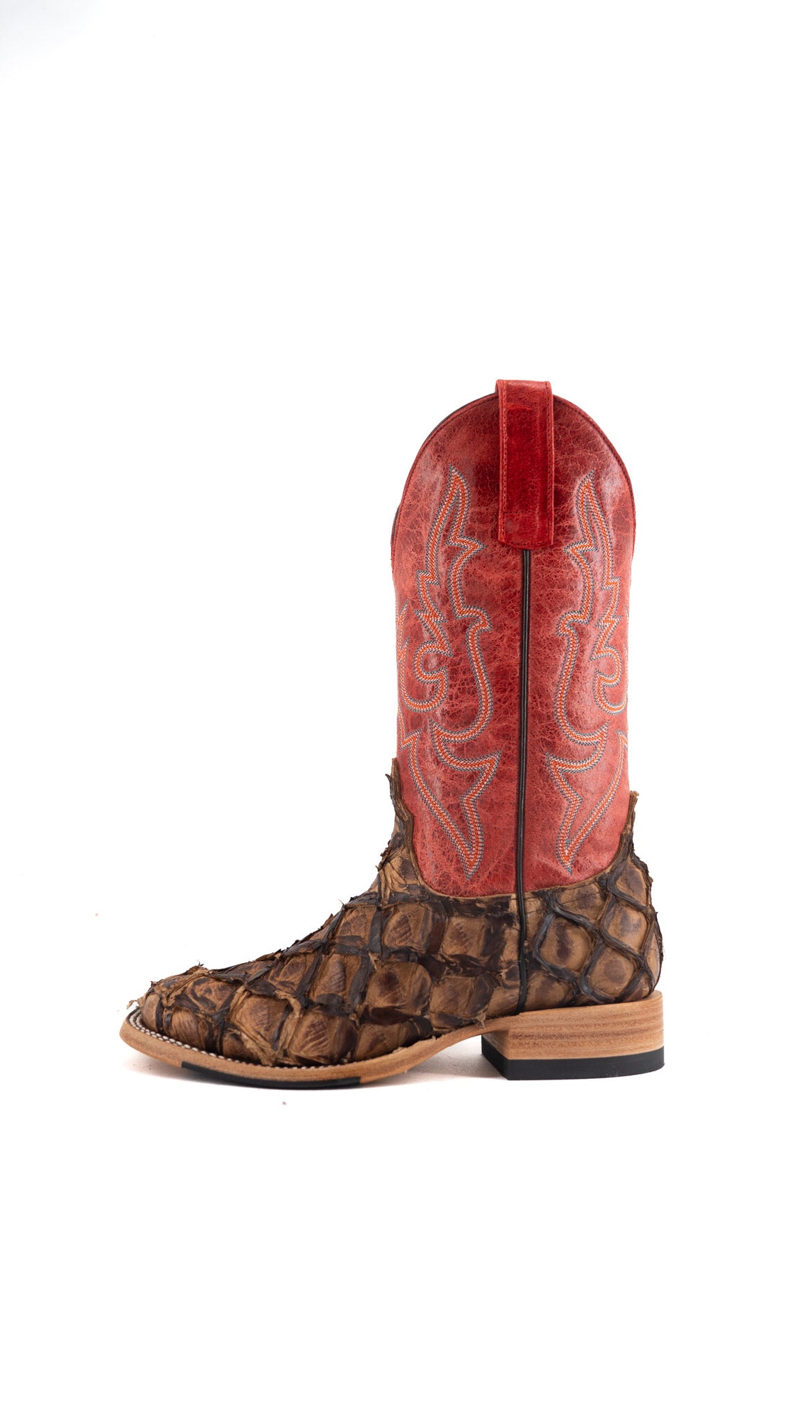 Macie Bean Big Bass Pirarucu Cigar Matte Square Toe Cowgirl Boot