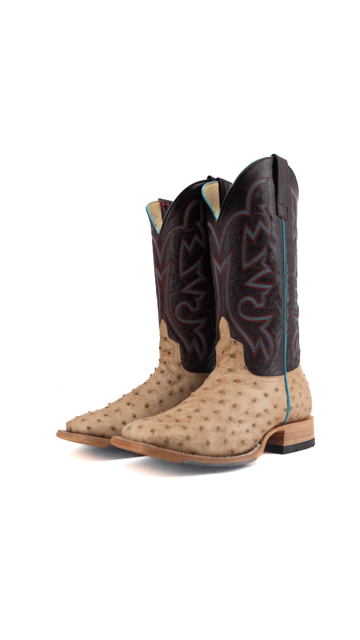 Horse Power Tan Vintage Bruciato Ostrich Square Toe Cowboy Boot