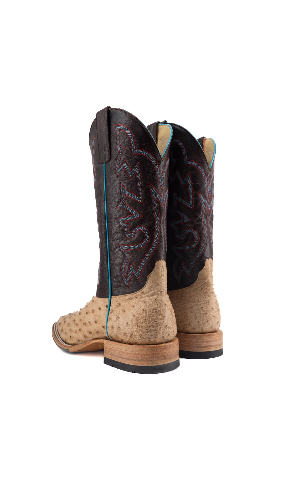 Horse Power Tan Vintage Bruciato Ostrich Square Toe Cowboy Boot