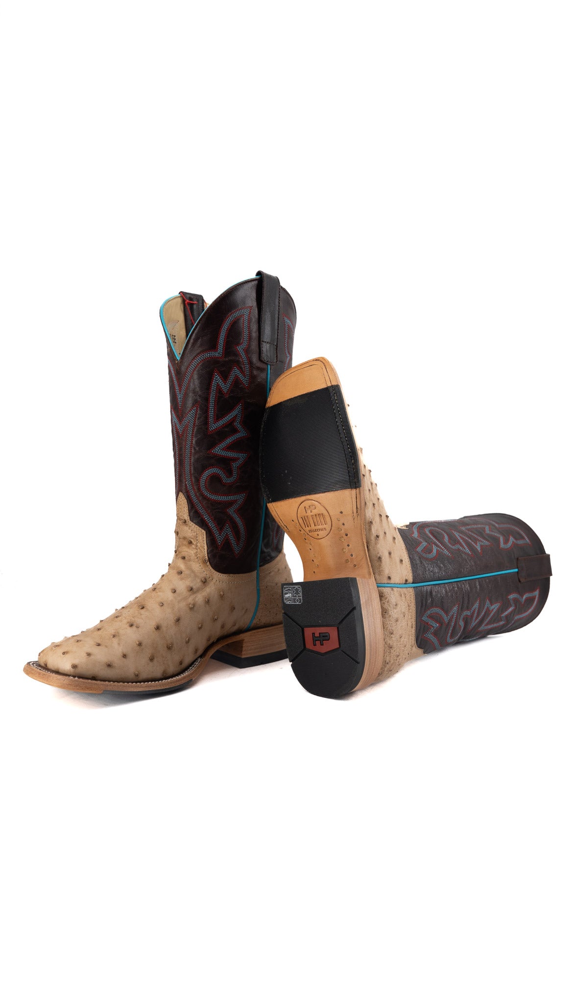 Horse Power Tan Vintage Bruciato Ostrich Square Toe Cowboy Boot